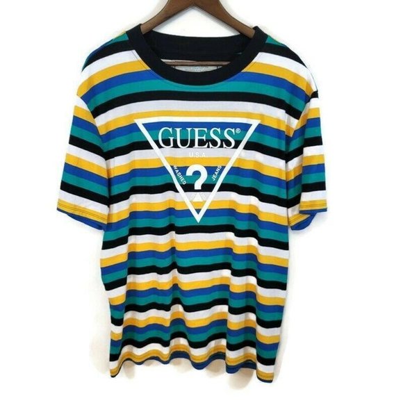 Guess Originals Vintage Blue Yellow Striped T Shir
